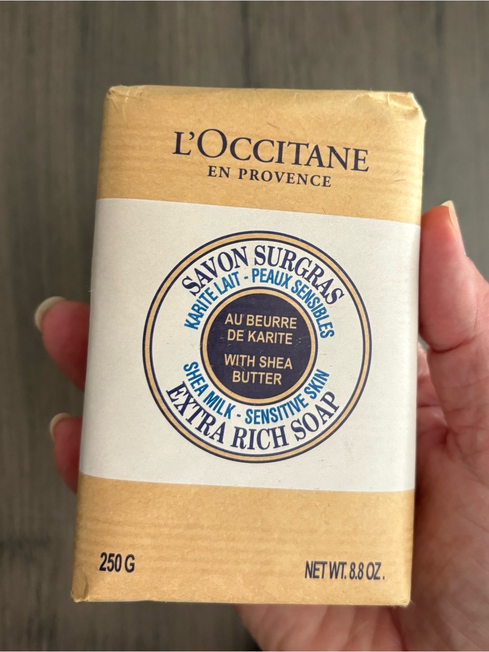 L'OCCITANE Extra Rich Soap Bar in White and Tan Packaging 8.8oz